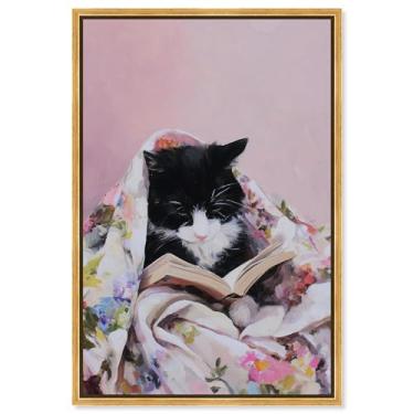 Imagem de Cat Nap Chapter V Impressão em tela Pet Wall Decor por Art Remedy, moldura dourada, 50 x 76 cm