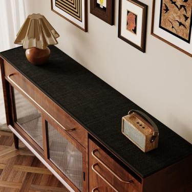 Imagem de Capa de armário de buffet, tapete super absorvente para mesa de buffet de madeira, protetor de topo antiderrapante para armário de cafeteria, almofada de mesa para cozinha, sala de jantar (preto, 40 x