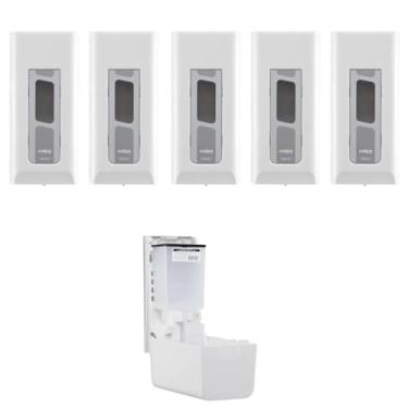 Imagem de Kit com 5 Dispenser para Sabonete Líquido ou Álcool Gel 800ml Com Reservatório - Nobre, Branco