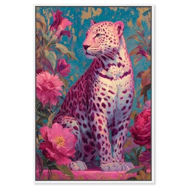 Imagem de Decoração de parede rosa com impressão em tela Amaranth Apex por Art Remedy, moldura branca, 25 x 38 cm