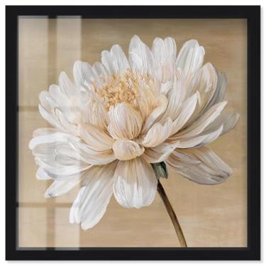 Imagem de White Radiance II Shadowbox Print Floral Wall Art por Art Remedy, moldura preta, 63 x 63 cm