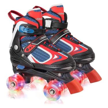 Imagem de Patins Nattork para meninas e meninos, 4 tamanhos de patins ajustáveis para crianças com todas as rodas que acendem, proteção total para crianças em ambientes internos e externos