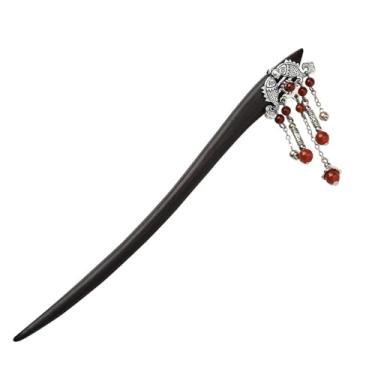 Imagem de Agulhas de Cabelo Chinesas com Pedra, Acessórios de Cabelo de Ebênia, Feitos à Mão,Grampos de Cabelo,Chapéus de Madeira para Mulheres,Joias de Cabelo (G)