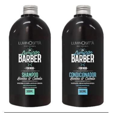 Imagem de Luminosittà Professional Lumino Barber For Man Shampoo e Condicionador para Barba e Cabelo, 300ml, Kit 2 Unidades
