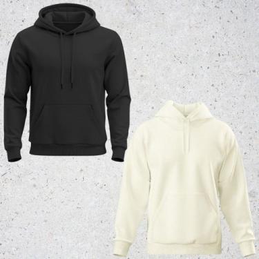 Imagem de Kit 2 Blusa de Frio Moletom Unissex Lisa Casaco canguru Inverno Com Ca