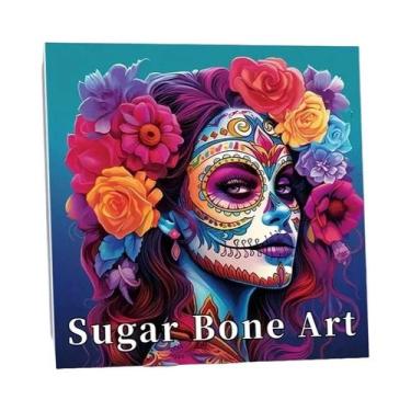 Imagem de Livro De Colorir Artístico De Ossos De Doces Coloridos Com 22 Páginas 