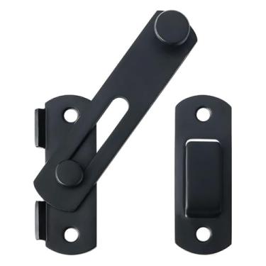 Imagem de Oudesi Trava deslizante de porta deslizante de 10 cm, trava de segurança de aço inoxidável SUS304 resistente para janela de armário de cerca de madeira de celeiro, preto fosco, AMS-SK01-B