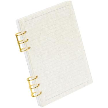 Imagem de MultiBey Pasta A5 de acrílico transparente com anéis dourados, capa de caderno recarregável de 6 anéis, inclui 45 papéis forrados, agenda para diário, notas e orçamento