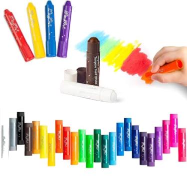 Imagem de MayMoi Bastões de tinta Tempera - 24 cores brilhantes, secagem rápida, fácil de colorir e giz de cera lavável para crianças e estudantes
