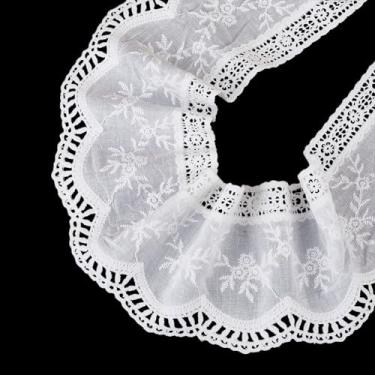 Imagem de letsinstyle Acabamento de renda de algodão branco de 3 metros, acabamento de renda bordado floral de 10 cm, fita de tecido de costura de borda ondulada vintage para artesanato e decoração de apliques