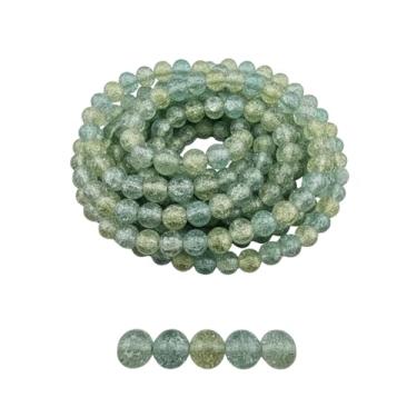 Imagem de DandS ltd Contas de vidro Crackle Lampwork para fazer joias, apatita verde, pulseiras DIY vibrantes, colares, suprimentos de miçangas e kits de artesanato para joias artesanais, 80 peças 0,39