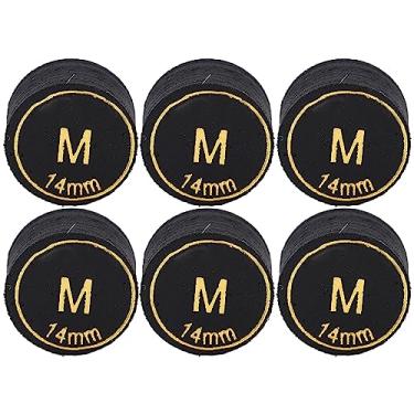 Imagem de Luqeeg Dicas de Taco de Bilhar, Substituição Durável Profissional para Tacos de Bilhar e Sinuca 14mm Pu Preto 6 Peças para Jogos de, Casa (M)