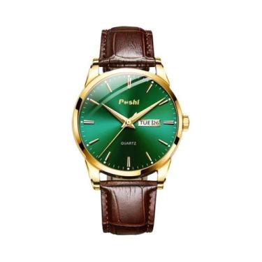 Imagem de Relógio De Pulso Masculino De Luxo Com Pulseira De Couro, À Prova d'Ág