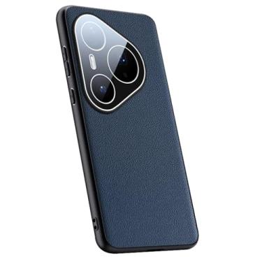 Imagem de LTLMYDAM Capa de proteção de lente para Huawei Pura 80 Ultra/80 Pro/80Pro+/80, Capa de couro vegano com textura de lichia estilo empresarial Slim Anti-queda, azul, 80