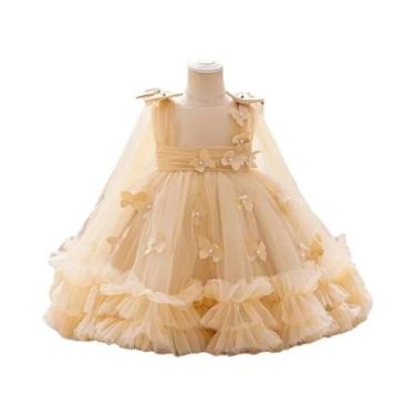 Imagem de Vestido De Princesa Para Meninas Sem Mangas Com Borboletas Tridimensio