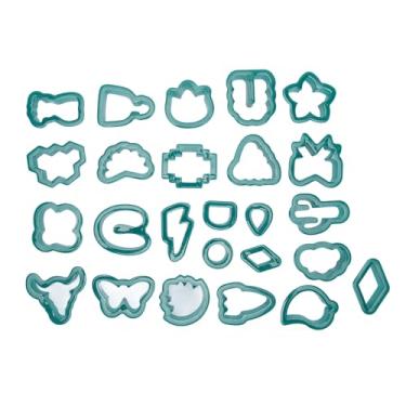 Imagem de Cortadores de brinco de argila, conjunto de cortadores de argila de polímero, 25 peças, plástico de qualidade alimentar, estilos variados, borda grossa para artesanato diy, (Verde)