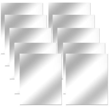 Imagem de SOFPLATE 10 peças 15,9 x 3,9 polegadas folha de espelho acrílico cortável espelhos autoadesivos azulejos pequenos retângulo não vidro adesivos de parede para quarto, casa, academia, porta, sala de