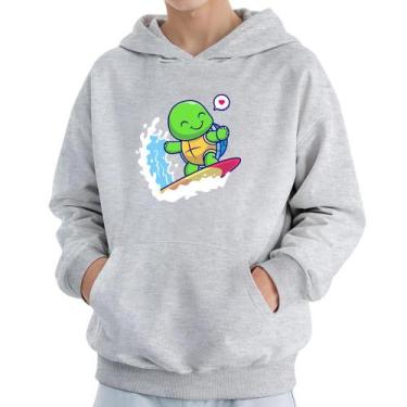 Imagem de Moletom Infantil Canguru Menino Estampa Tartaruga Surf - Samcro, Cinza