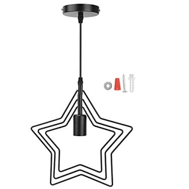 Imagem de SIWOTED E27 100-240V exclusivo ferro preto estrela LED luz de teto luminária lustre para sala de jantar