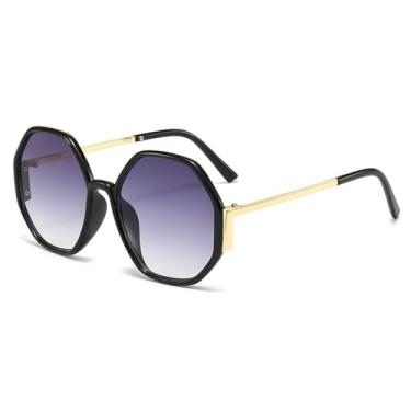 Imagem de Óculos de Sol UV400 - Armação Grande em Metal com Lentes Degradê para Homens e Mulheres, Ideais para Esportes ao Ar Livre, Corrida e Ciclismo, Preto