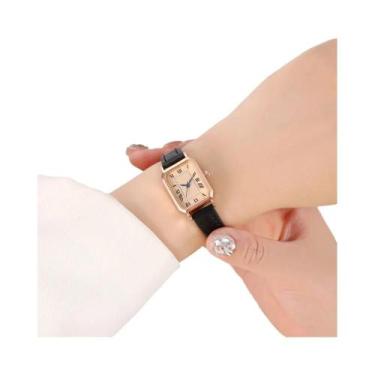 Imagem de Relógio De Pulso Feminino Retro Azul Com Escala Quadrada De Agulha Des