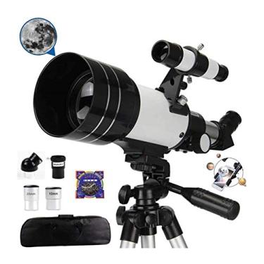 Imagem de pcagfaajmh Telescópios para crianças, telescópio, mira de viagem para crianças iniciantes, abertura de 70 mm, 400 mm, com localizador de óculos de tripé e adaptador para smartphone