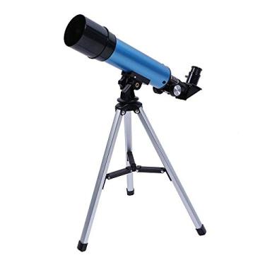 Imagem de pcagfaajmh Telescópio para crianças com mira de viagem de 50 mm, telescópio refrator astronômico para adultos, iniciantes, telescópio com tripé, bom parceiro para ver a lua e o planeta