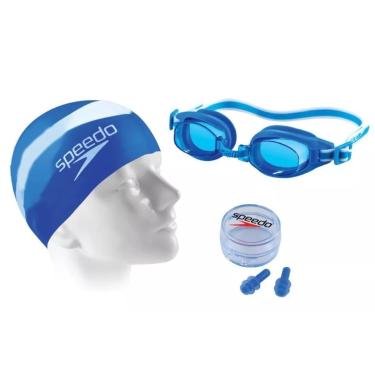 Imagem de Kit Natação Speedo Swim Óculos Uv + Protetor Ouvido + Touca-Unissex