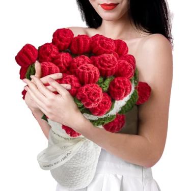 Imagem de Cobertor de flores de crochê rosa de 78,7 cm, feito à mão, feito à mão, com acabamento floral, malha macia, presentes românticos para mulheres, mãe, irmã, aniversário, casamento, Natal, aniversário