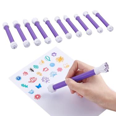 Imagem de UNICRAFTALE 20 peças de ferramentas de pétalas de flores para pintura de pontos, 20 formas de pétalas, ferramenta de pontilhamento de plástico roxo floral, mandalas, ferramentas de arte de pontos para