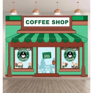Imagem de 1,8 x 1,2 m desenho animado verde listrado café cafeteria fotografia fundo quiosque de café adereços decoração bolo sorvete aniversário infantil retrato banner estúdio fotográfico