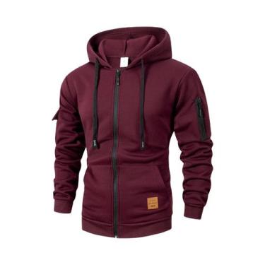 Imagem de Moletom Masculino Slim Fit Com Capuz, Manga Longa, Jaqueta Com Zíper, 