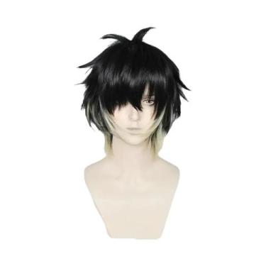 Imagem de Peruca De Cosplay Masculina Curta Preta E Amarela Anime Towa Resistent