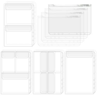 Imagem de IIUIKOO Pastas de fichário A5, pastas transparentes premium com zíper com mangas de plástico, protetores de lençol de 6 furos para organizar cartões, fotos, documentos, inserções de planejador