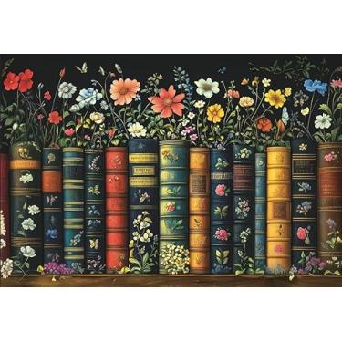 Imagem de Quebra-cabeça de flores silvestres para adultos, 1000 peças, YOGEON Wildflower Pages, quebra-cabeças de livros vintage para amantes de livros, quebra-cabeça de flores florais de plantas como decoração