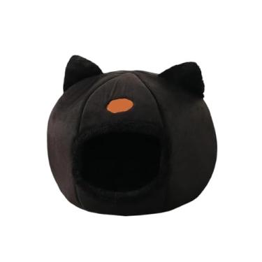 Imagem de Novo sono profundo conforto no inverno cama de gato pequeno tapete cesta pequena casa de cachorro produtos animais de estimação tenda aconchegante ninho interno (preto, GG)