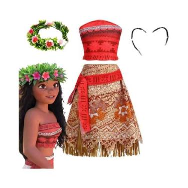 Imagem de Fantasia De Princesa Vaiana Da Moana Para Meninas, Roupa De Carnaval, 