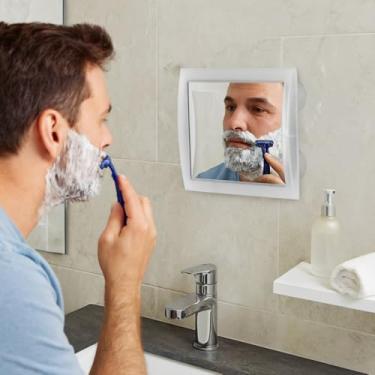 Imagem de Espelho Com Ventosa Box Para Portátil Barbear Maquiagem Banheiro (Branco)