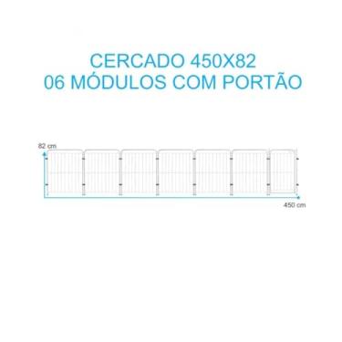 Imagem de Cercado Pet Dobrável com Portão 82cm em Aço Grade de Segurança para Cachorro Modular(Branco,6 Modulos + Portão)