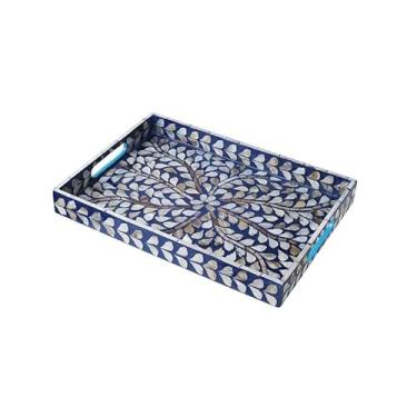 Imagem de Bandeja de concha para decoração de mesa bandeja de frutas bandeja de armazenamento para casa ornamentos criativos bandeja de armazenamento bandeja azul palete