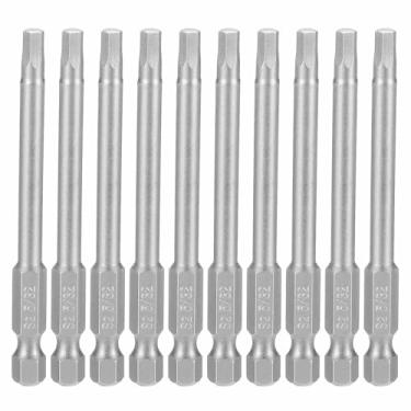 Imagem de HARFINGTON 10 peças chave sextavada broca 5/81.3 cm SAE 1/10.2 cm haste sextavada 3" (75 mm) comprimento S2 aço chaves de impacto magnéticas grau industrial, chave de fenda elétrica hexagonal, cinza
