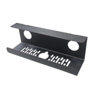 Imagem de Bandeja de gerenciamento de cabos sob a mesa sem furadeira - Organizador de cabos para mesa em pé - Huntnexcor Gerenciamento de cabos de metal com grampo - Preto 1 conjunto
