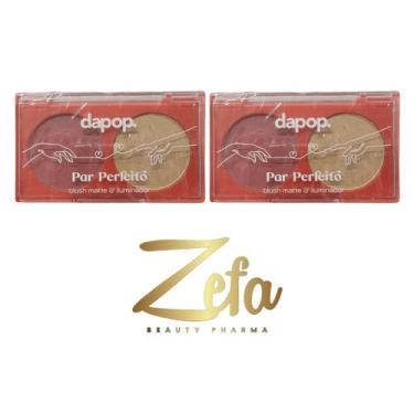 Imagem de Kit 02 Paleta Duo Blush Matte E Iluminador Cor B - Dapop