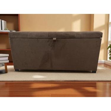 Imagem de PUFF BAÚ 1 METRO ESTOFADO EM MDF COM DOBRADIÇAS COM PISTÃO (Marrom Suede)