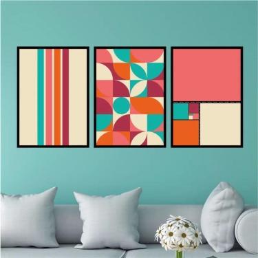 Imagem de Kit 3 Quadros Bauhaus Dopamina 33X24Cm Preta