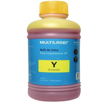 Imagem de Refil de Tinta para Cartucho Impressoras HP com 250ml Amarelo Multilaser - RF012