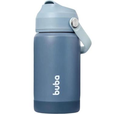 Imagem de Copo Térmico Parede Dupla c/ Canudo Silicone 360ml - Azul - Buba
