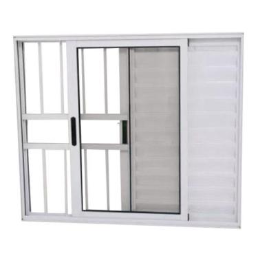 Imagem de Janela Veneziana 3 Folhas Alumínio Branco 1.00 x 1.20 Linha 25 com Gra