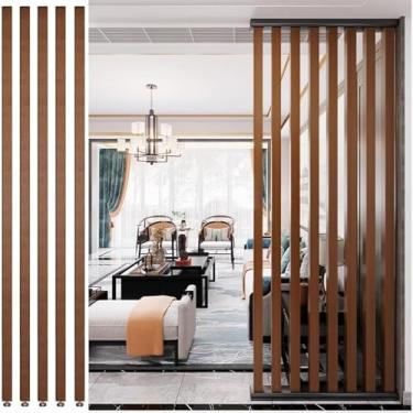 Imagem de Divisória alta de madeira para sala de estar, escritório, decoração de restaurante - 5 peças (125 cm/49) divisória divisória