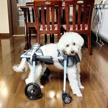 Imagem de Cadeira de rodas ajustável para cães com 4 rodas - Suporte total para mobilidade de cães com deficiência, joelheira para LCA rasgada, perfeita para raças pequenas, melhora a mobilidade e a liberdade